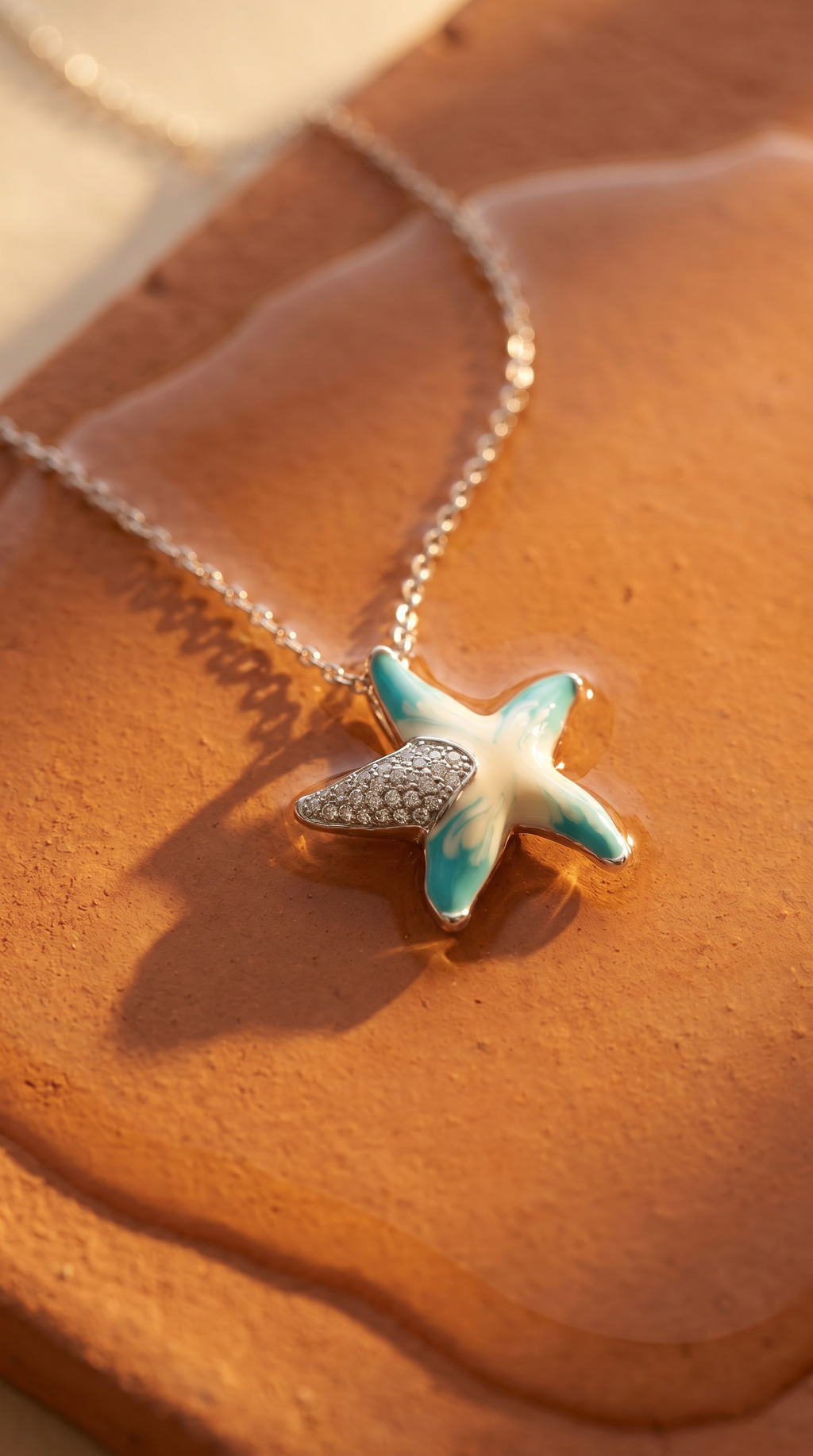 Diamond White Gold Starfish Necklace
