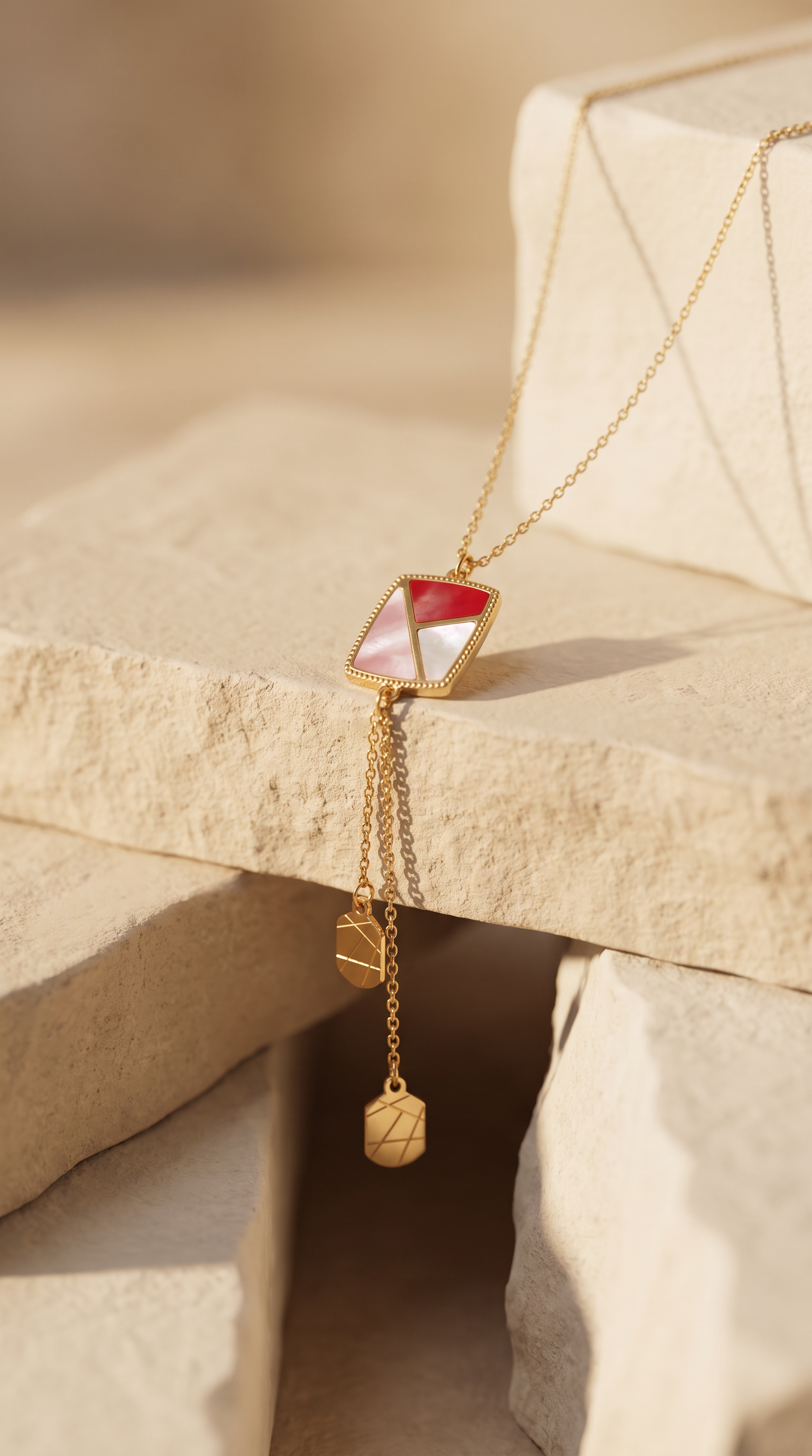 18K Yellow Gold Mother of Pearl Chain Necklace