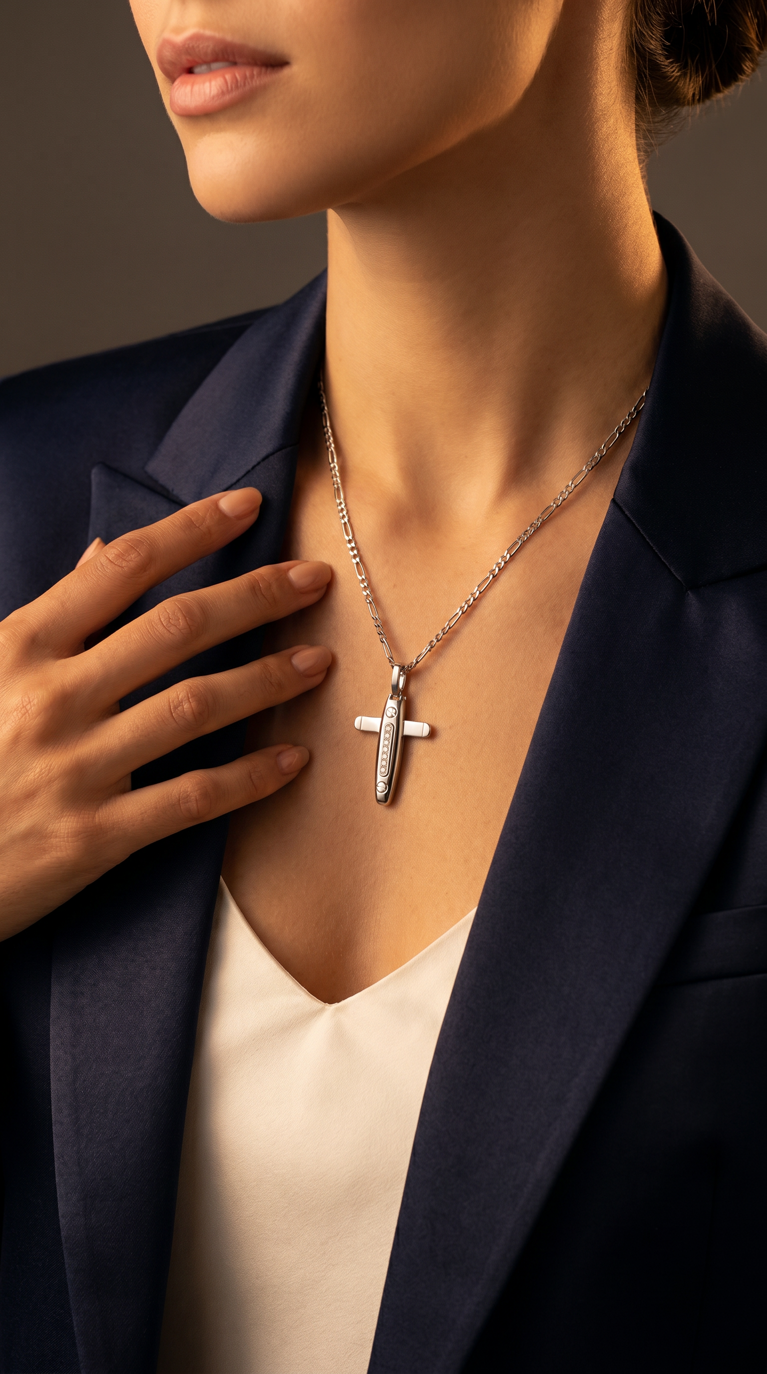 Diamond White Gold Cross Necklace