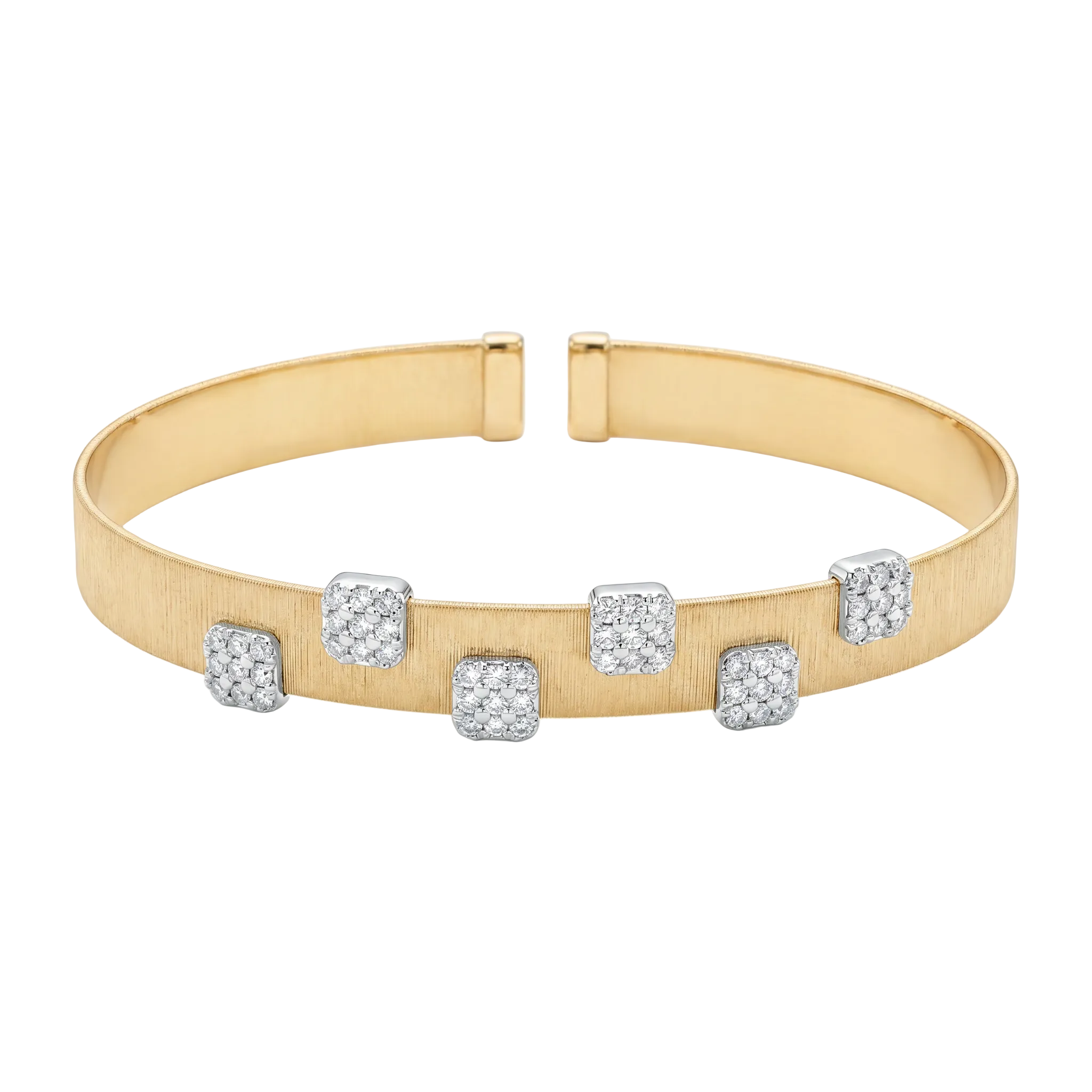 Diamond Two Tone Gold Satin Cuff Bracelet