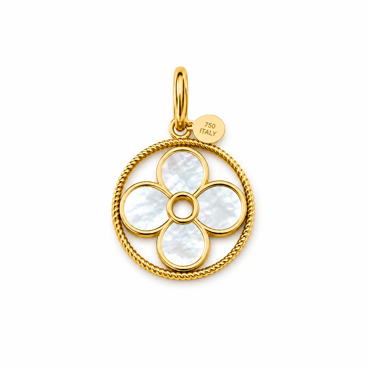 18K Yellow Gold White Mother of Pearl Pendant