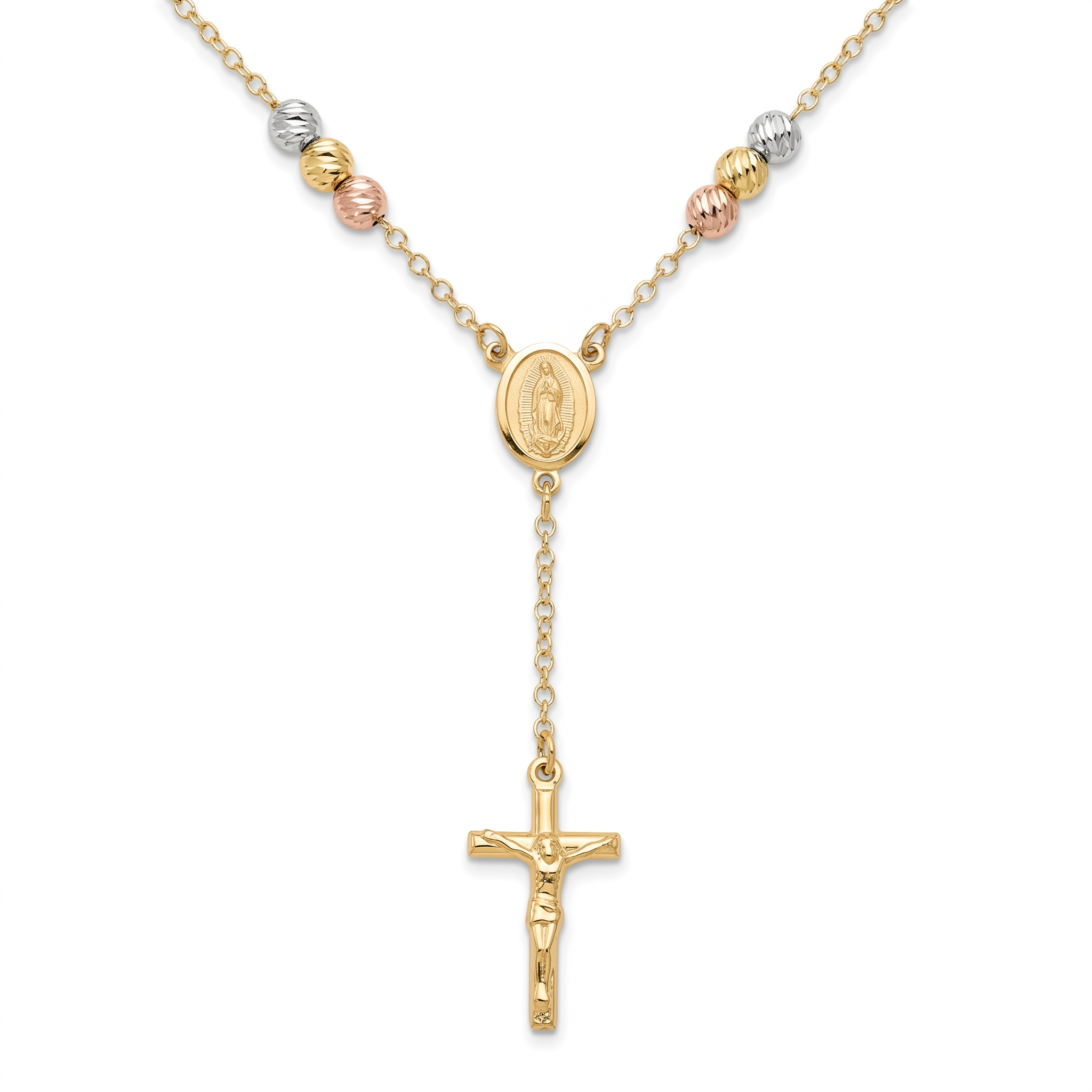 18K Multicolor Gold Rosary Necklace