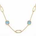 18K Yellow Gold Aquamarine Chain Necklace