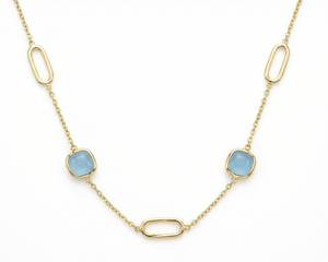 18K Yellow Gold Aquamarine Chain Necklace