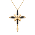 18K Yellow Gold Onyx Dangle Necklace
