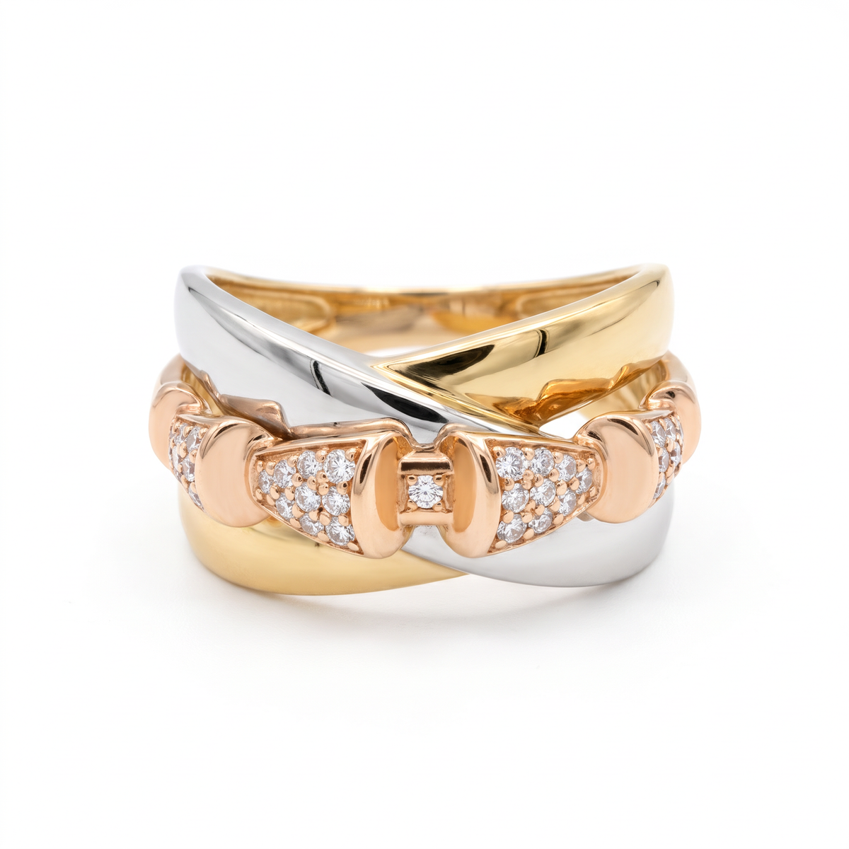 18K Multicolor Gold Cubic Zirconia Ring