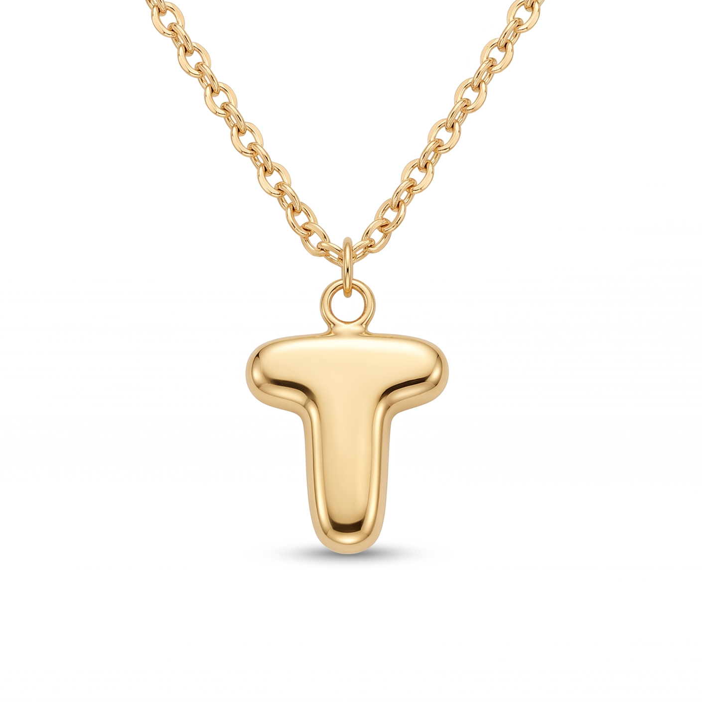 18K Yellow Gold Letter T Chain Necklace
