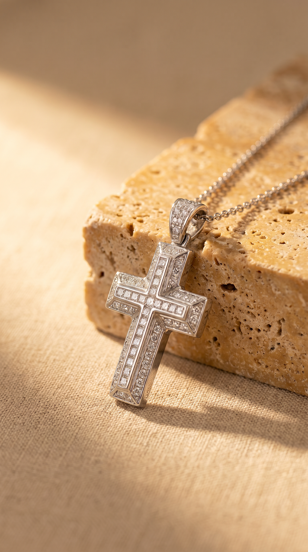 Diamond White Gold Cross Necklace