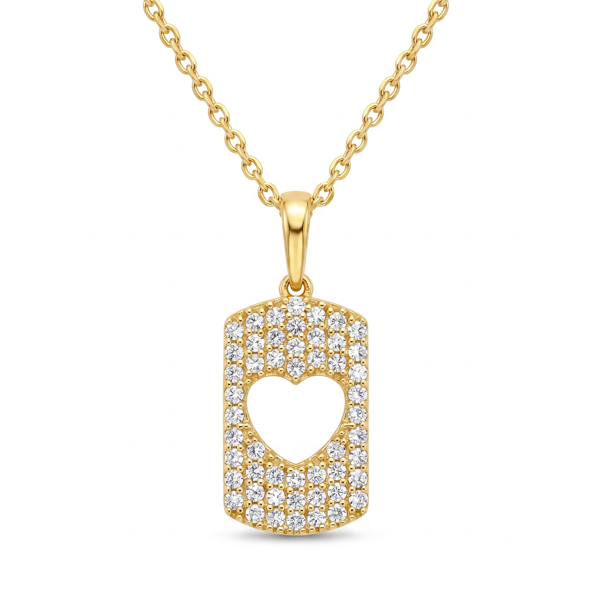 18K Yellow Gold Cubic Zirconia Heart Necklace