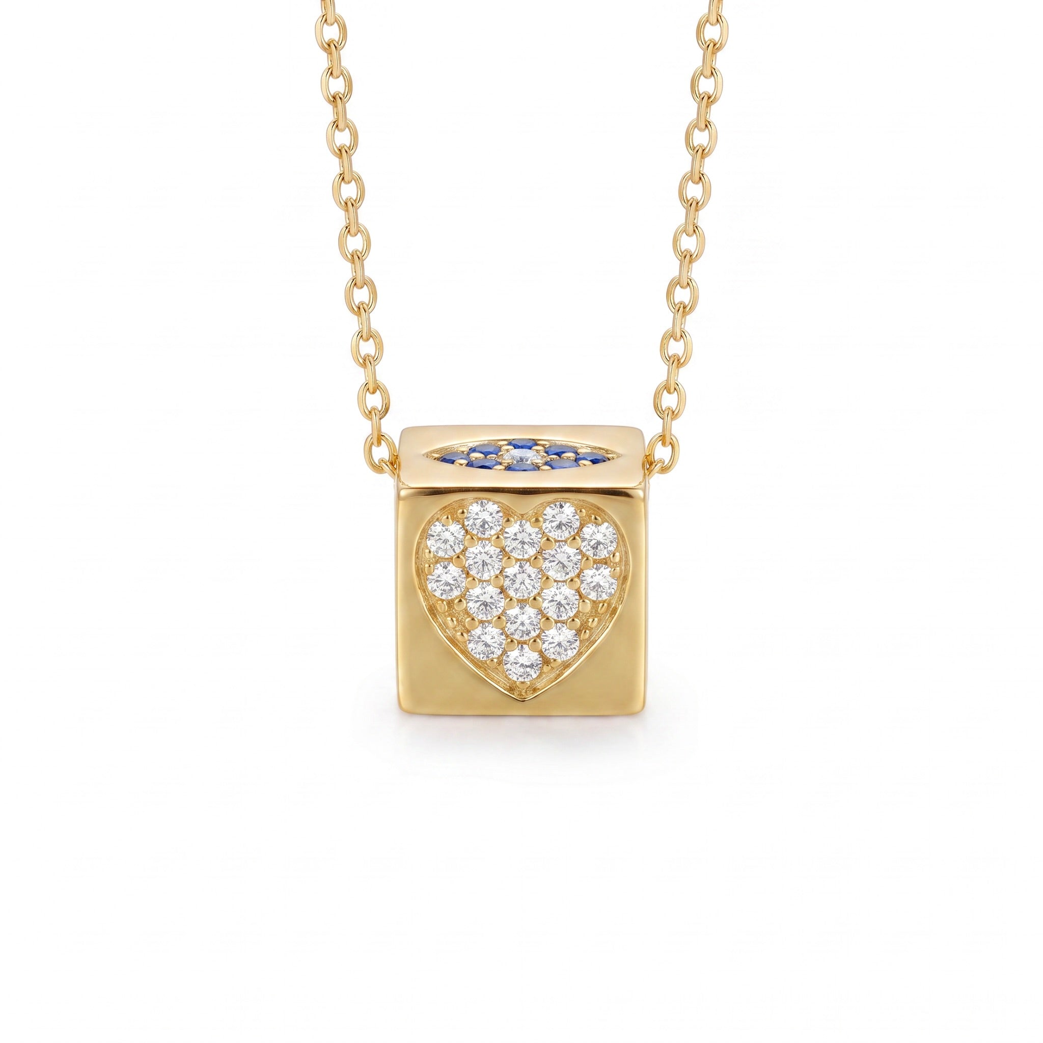 18K Yellow Gold Cubic Zirconia Reversible Necklace