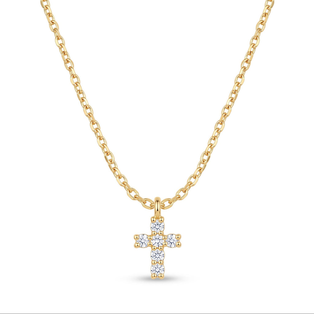 Diamond Yellow Gold Cross Chain Necklace