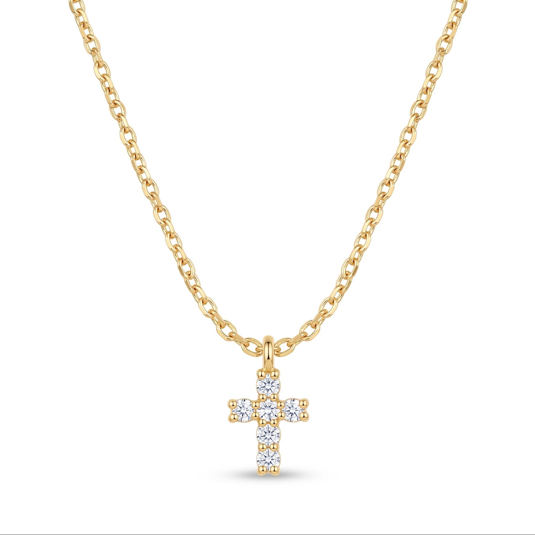 Diamond Yellow Gold Cross Chain Necklace