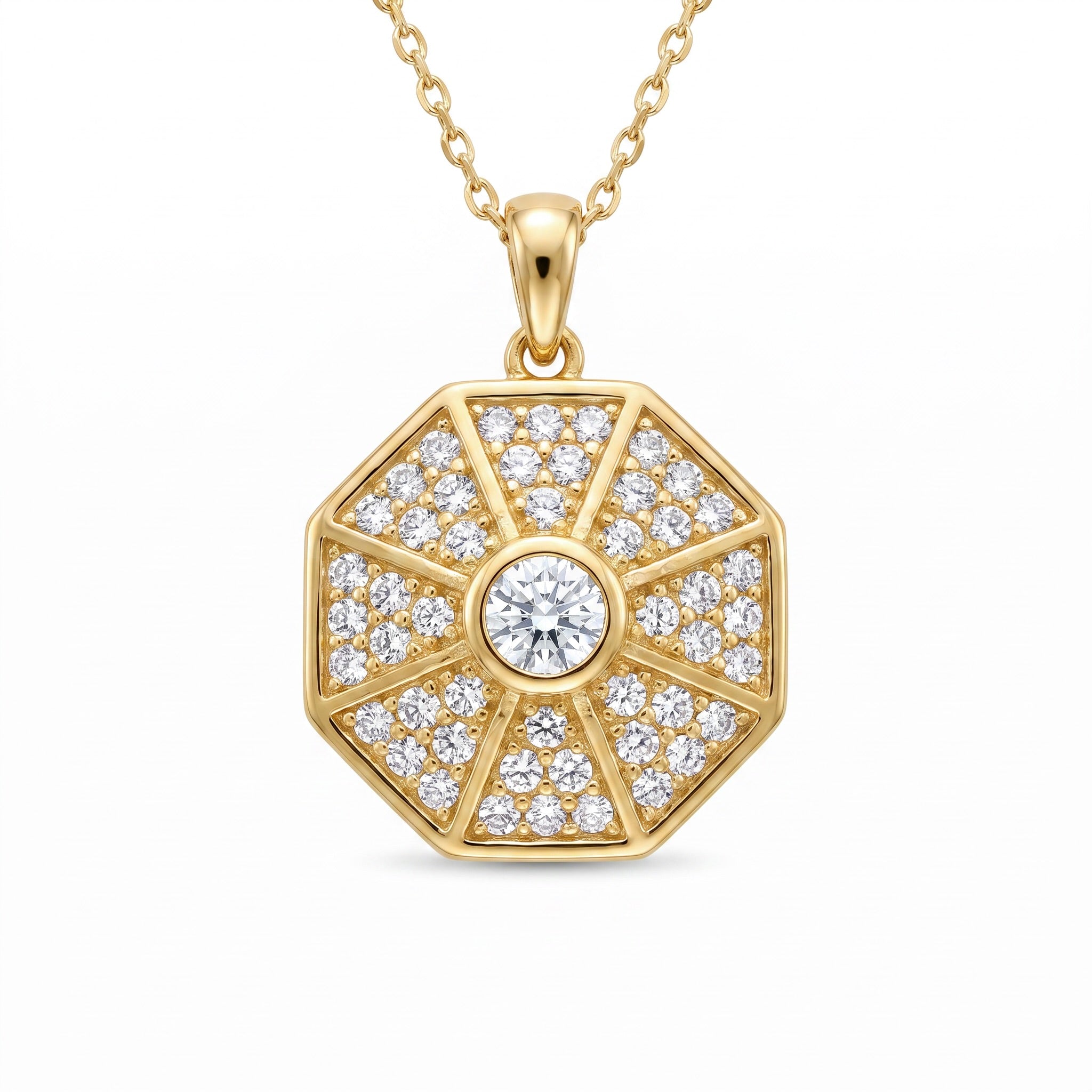 18K Yellow Gold Cubic Zirconia Necklace