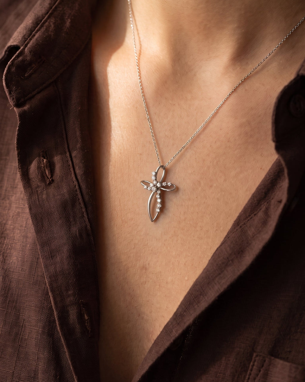 Diamond White Gold Cross Pendant
