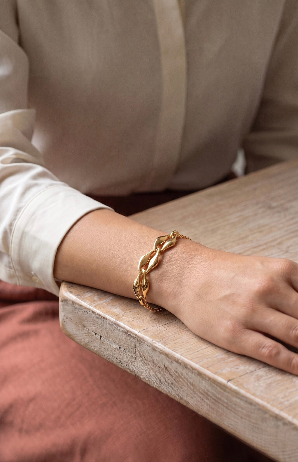 18K Yellow Gold Double Chain Bracelet