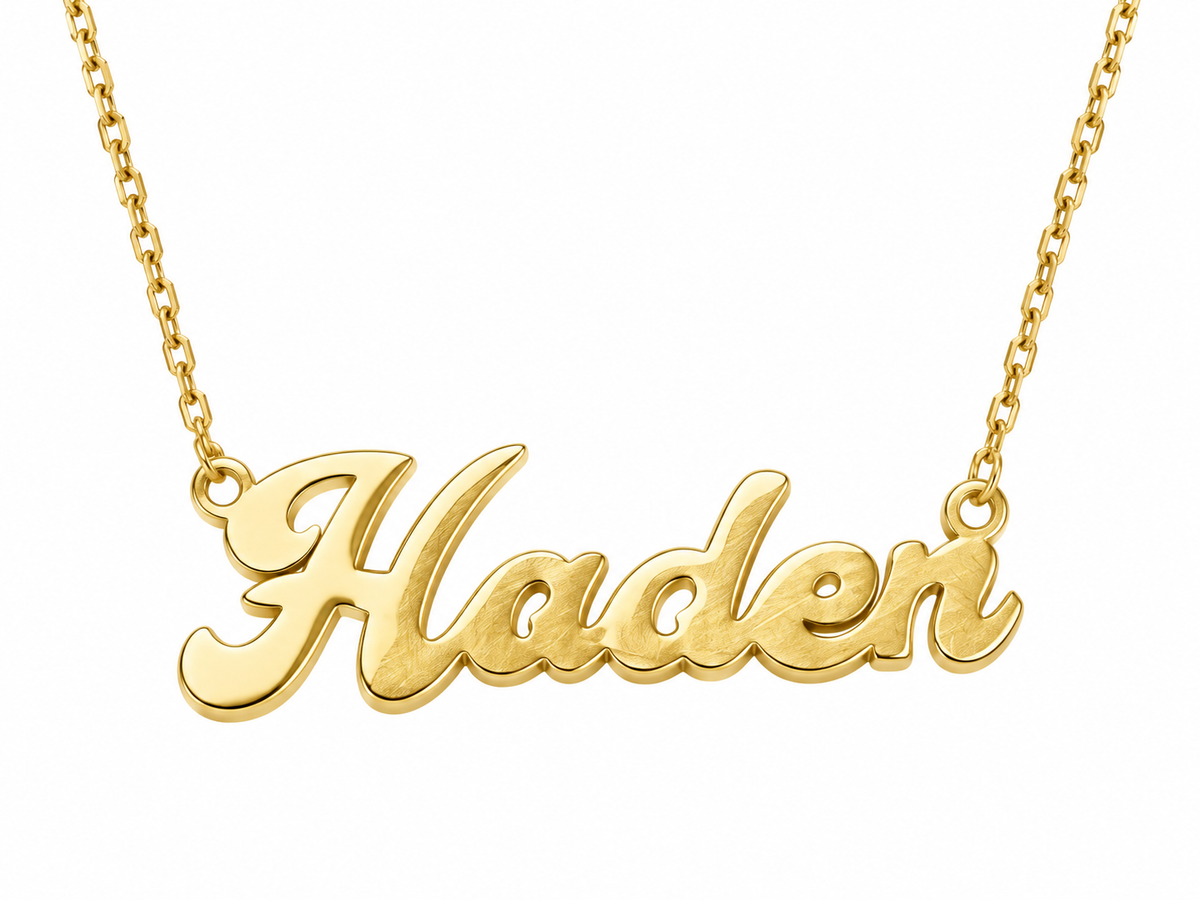 18K Yellow Gold  Name with  Chain Necklace