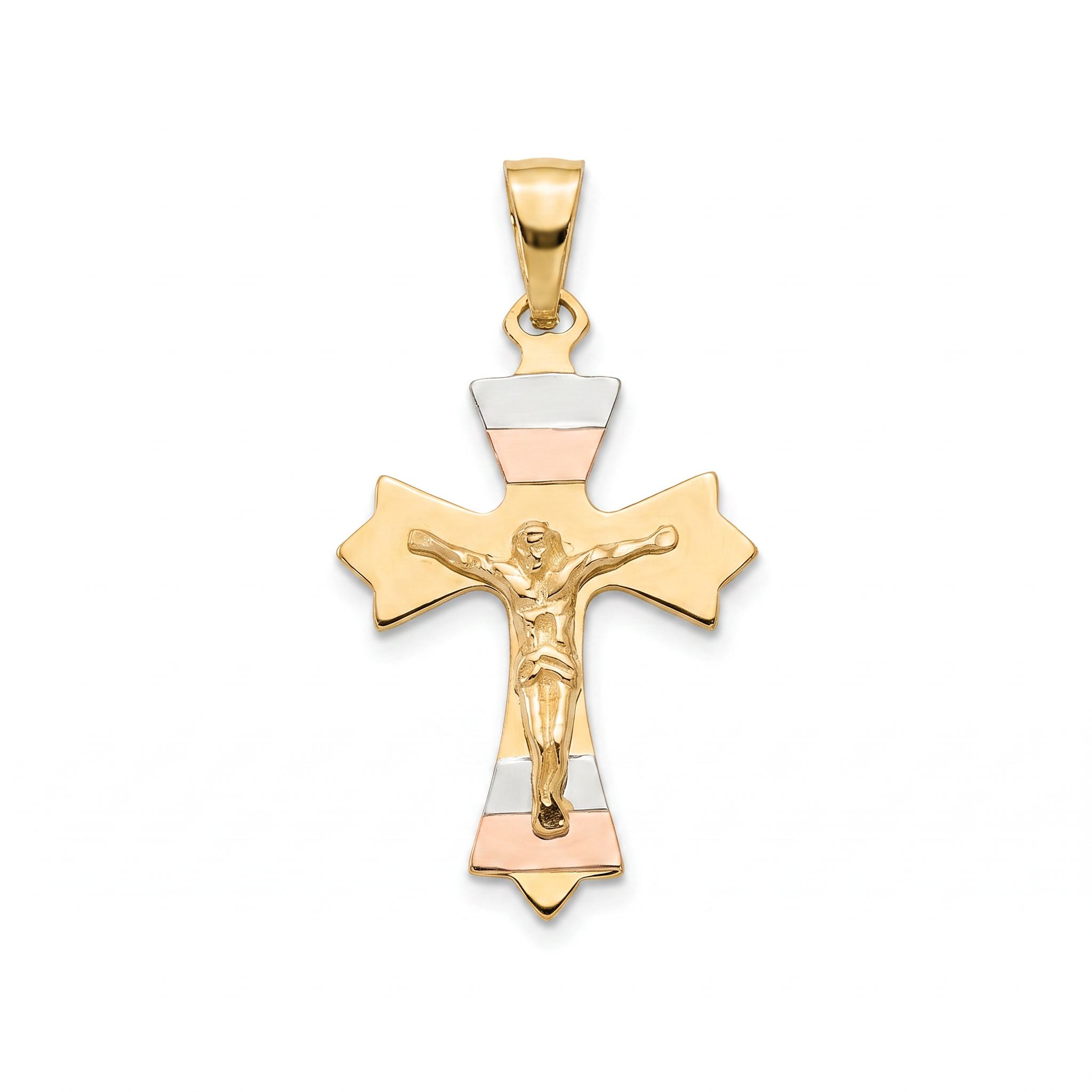 18K Multicolor Gold Crucifix Pendant