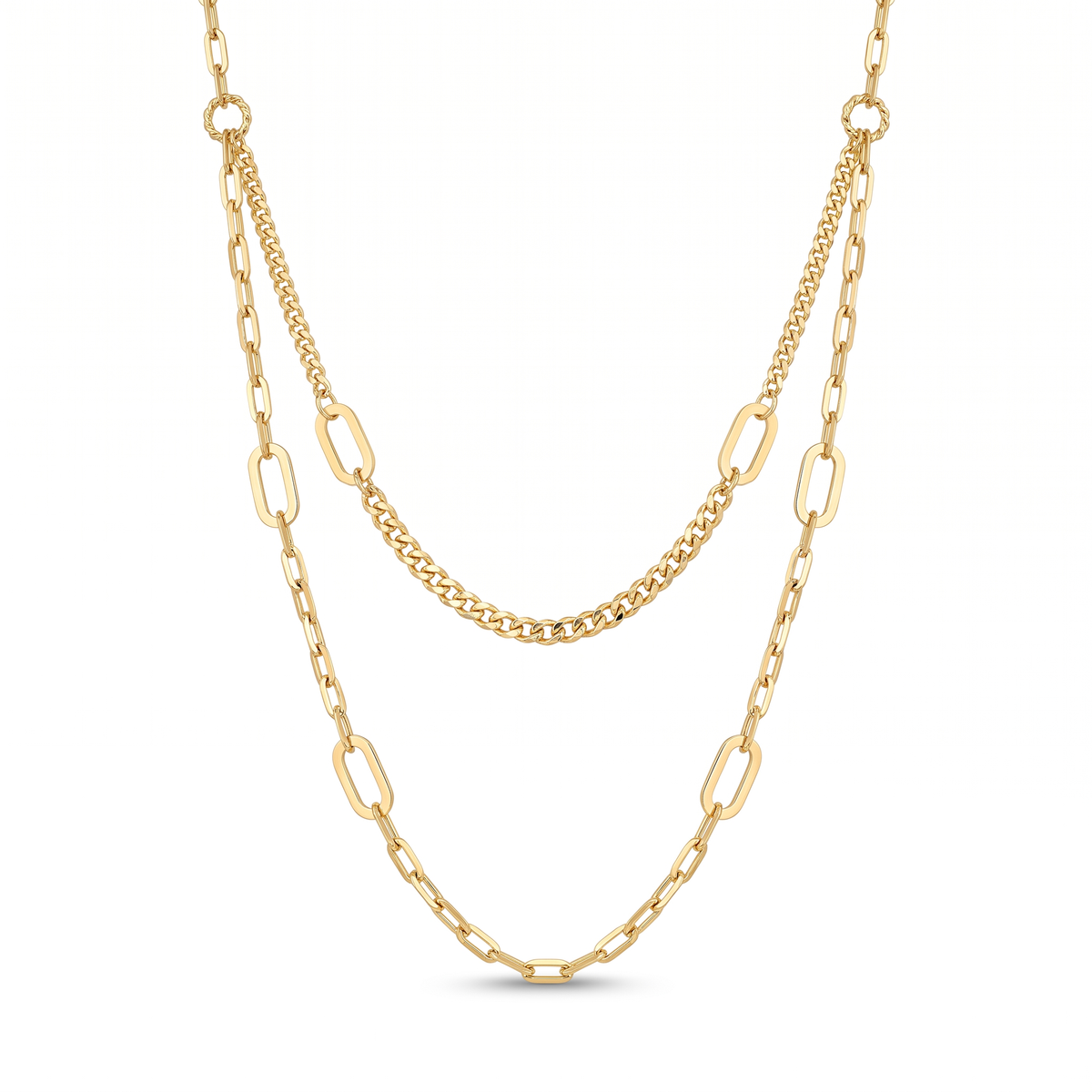 18K Yellow Gold Double Chain Necklace