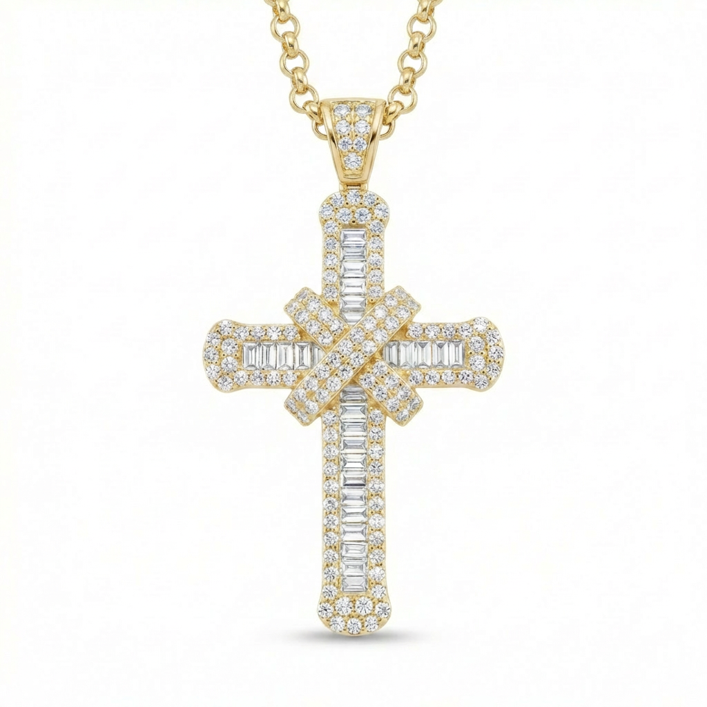 Diamond Yellow Gold Luce Cross Necklace
