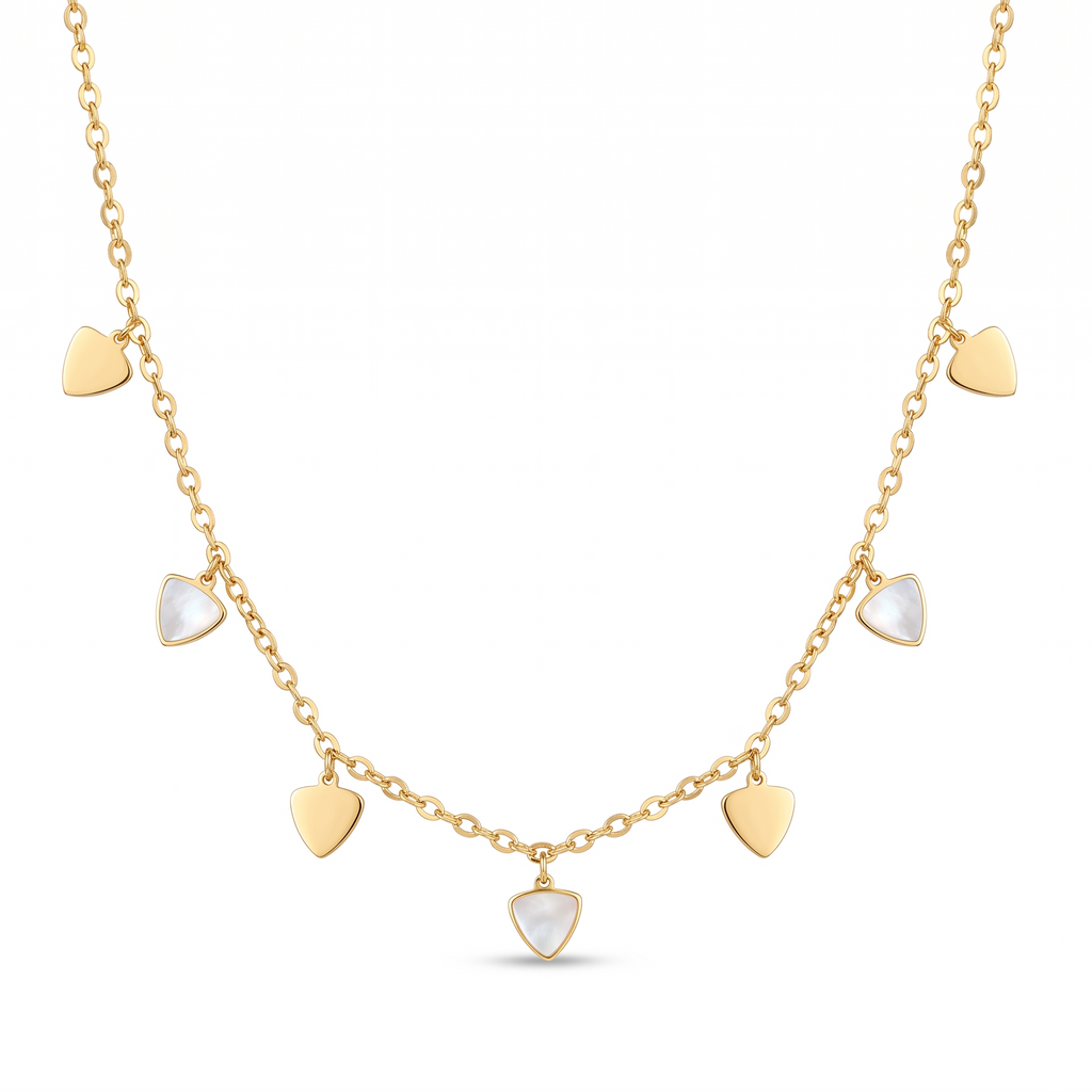 18K Yellow Gold Mother Of Pearl Chain Necklace