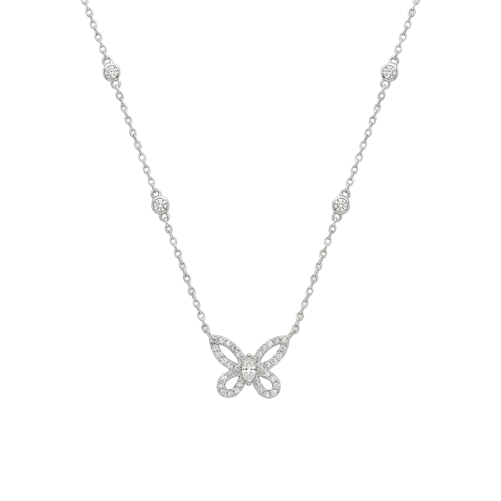 Diamond White Gold Butterfly Necklace
