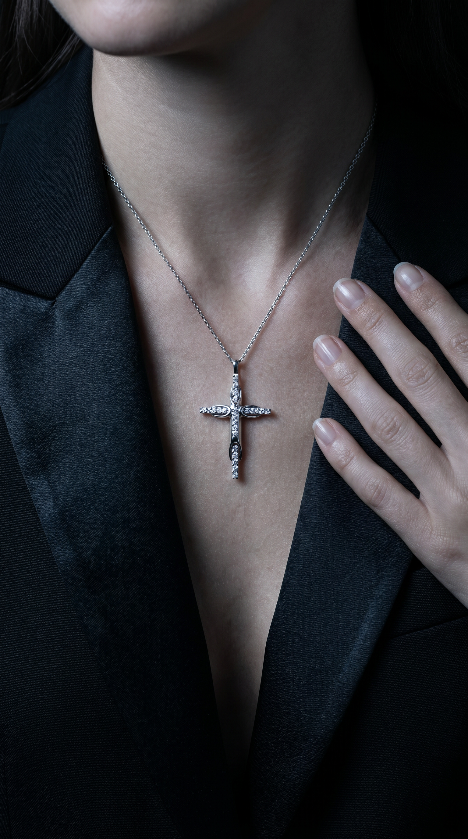 Diamond White Gold Cross Necklace