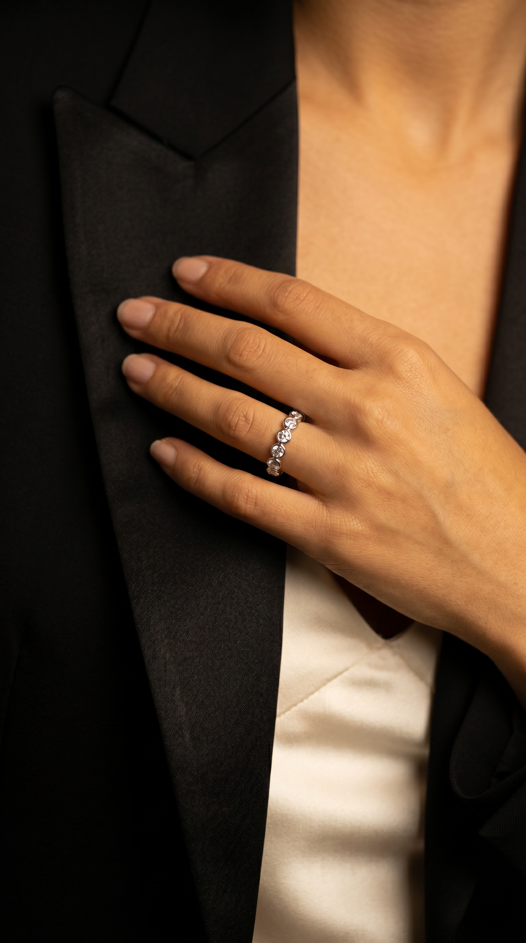 Diamond White Gold Bezel Eternity Band