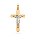 18K Two Tone Gold Crucifix Pendant