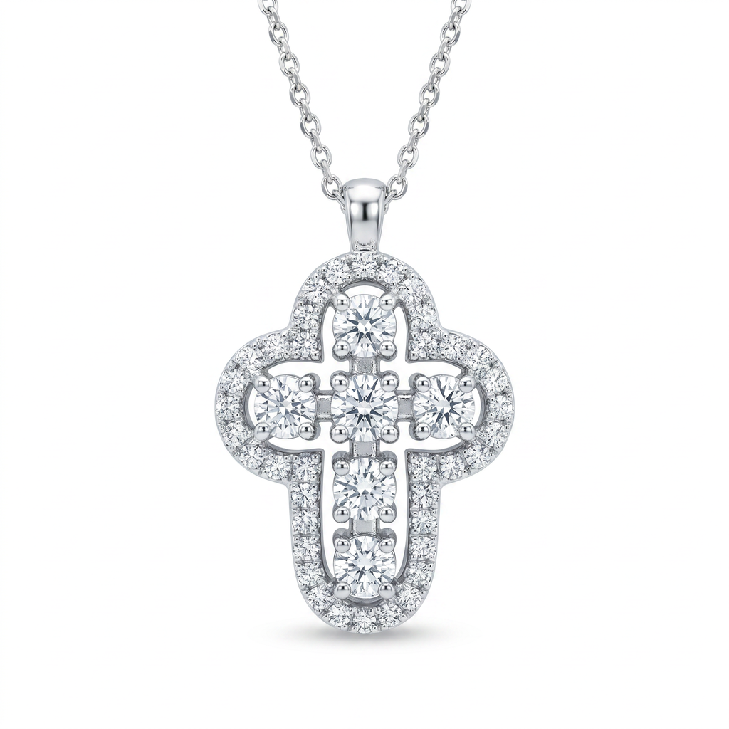 Diamond White Gold Cross Necklace