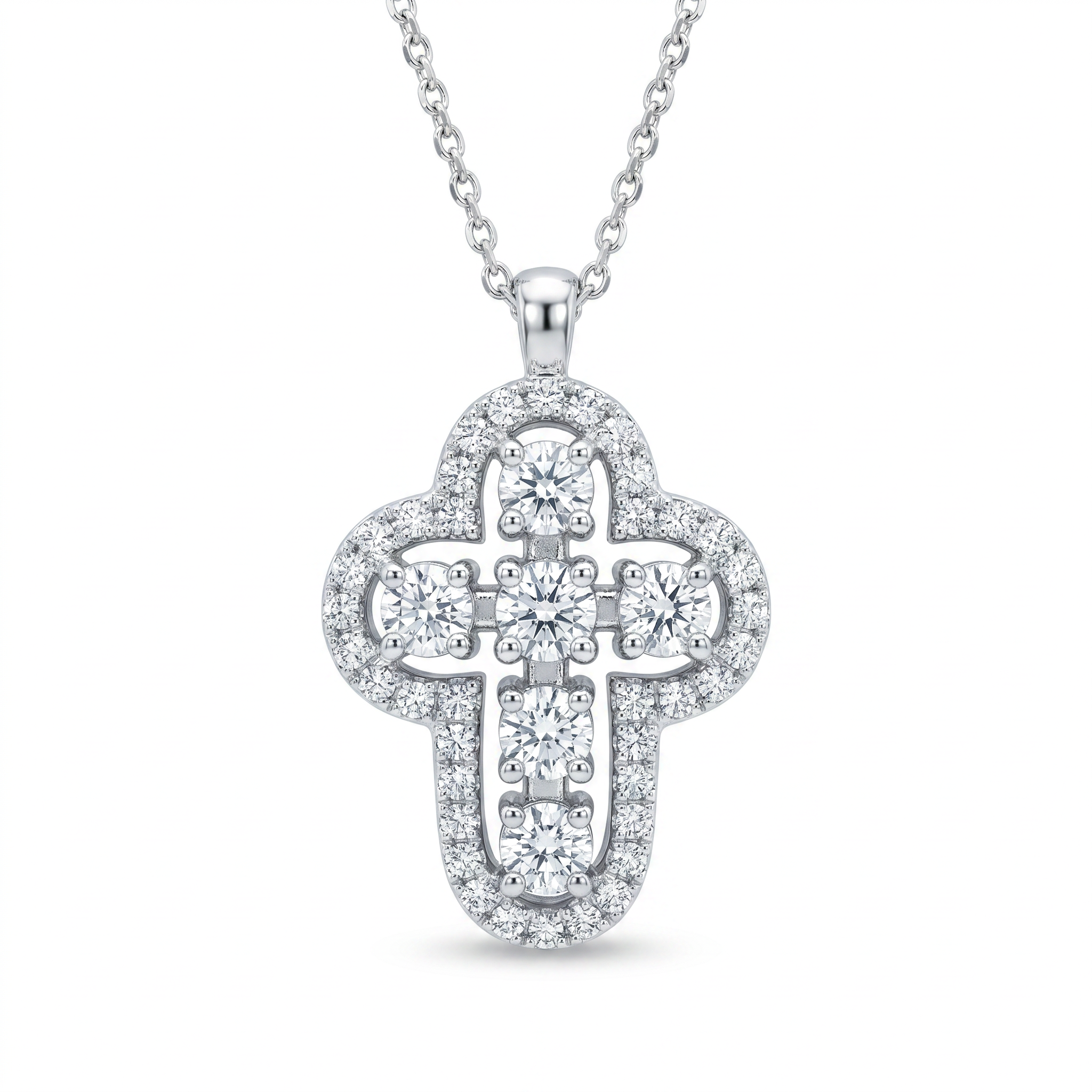 Diamond White Gold Cross Necklace