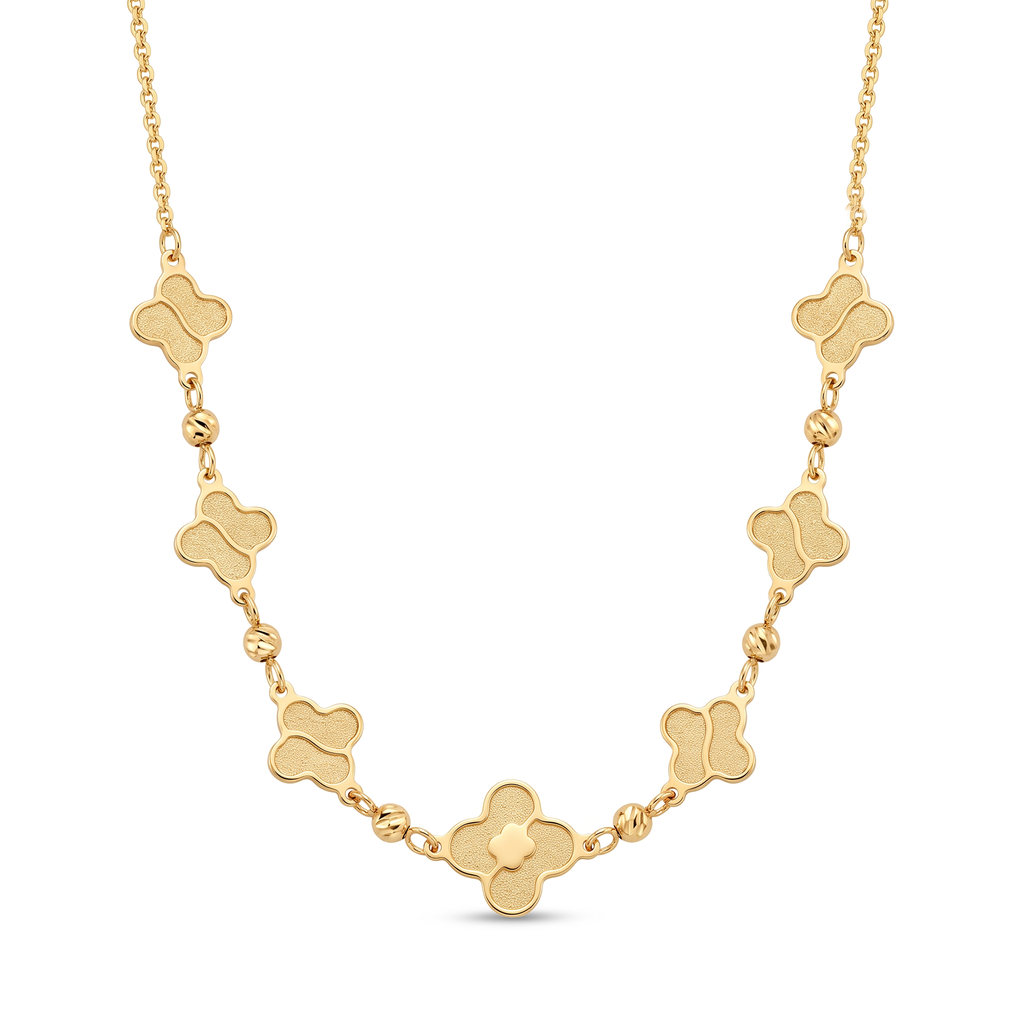 18K Yellow Gold Beaded Chain Necklace