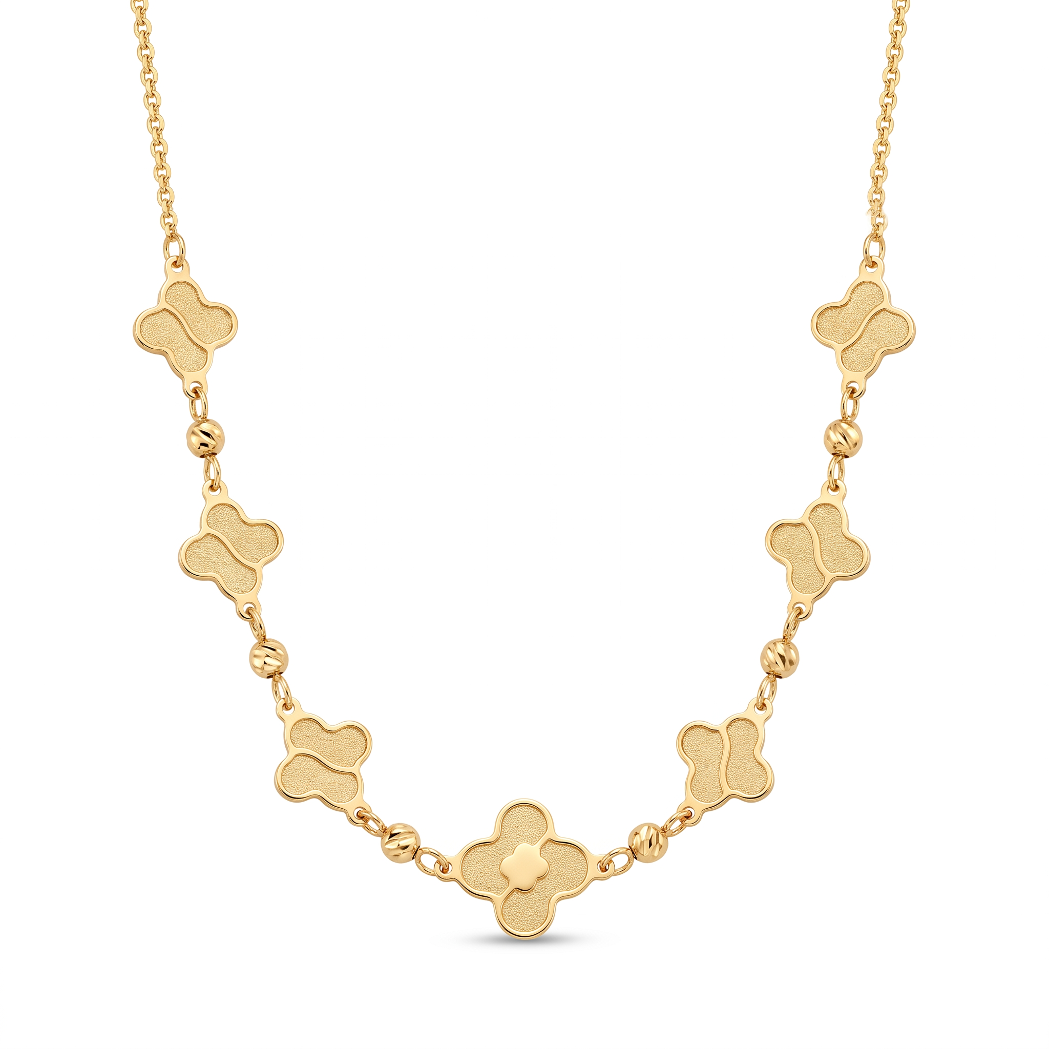 18K Yellow Gold Beaded Chain Necklace