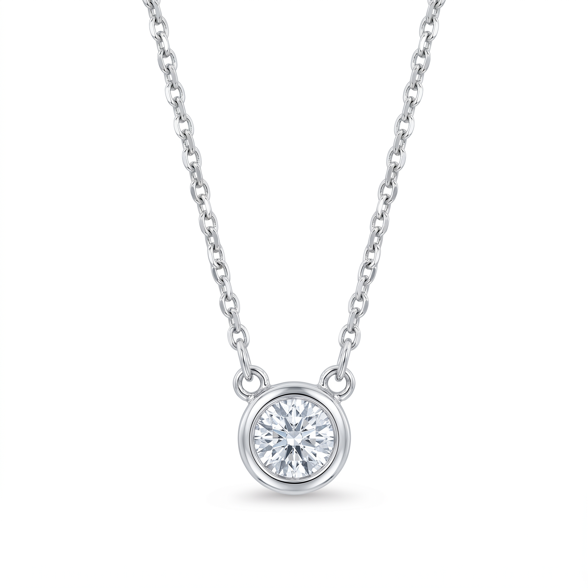 Diamond White Gold Solitare Bezel Necklace