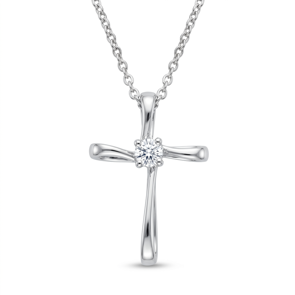 Diamond White Gold Cross Necklace