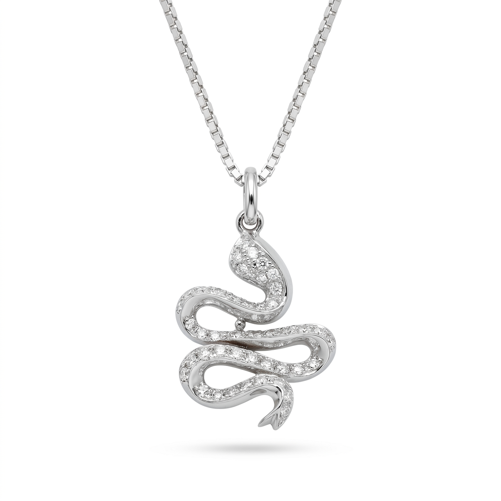 Diamond White Gold Snake Necklace