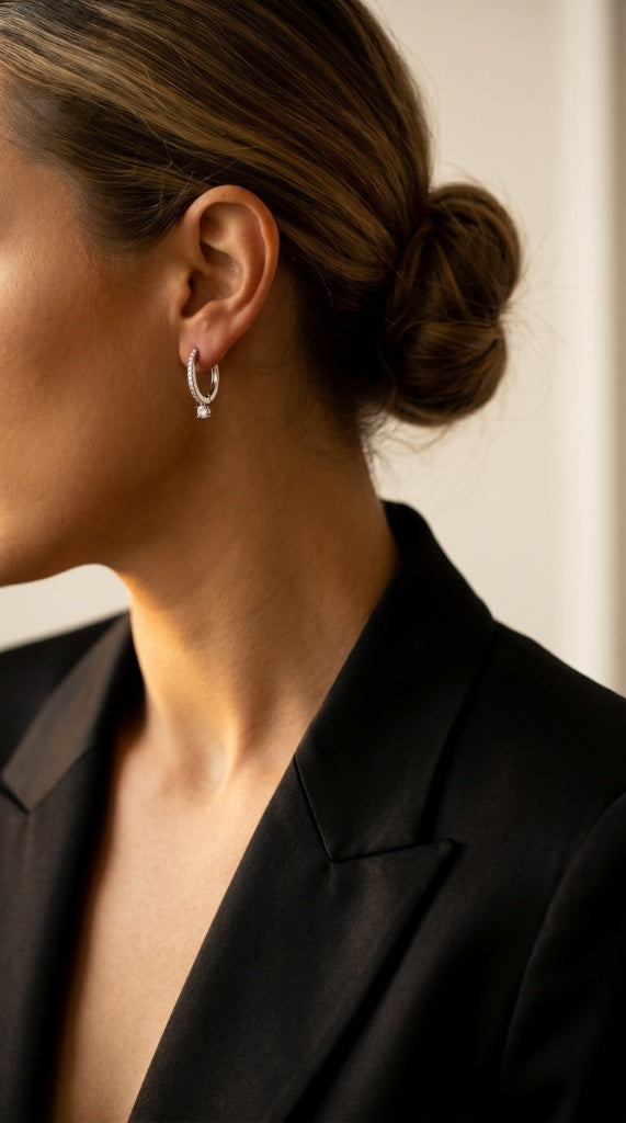 Diamond White Gold Hoop Earrings