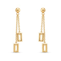 18K Yellow Gold Rectangle Dangle Earrings