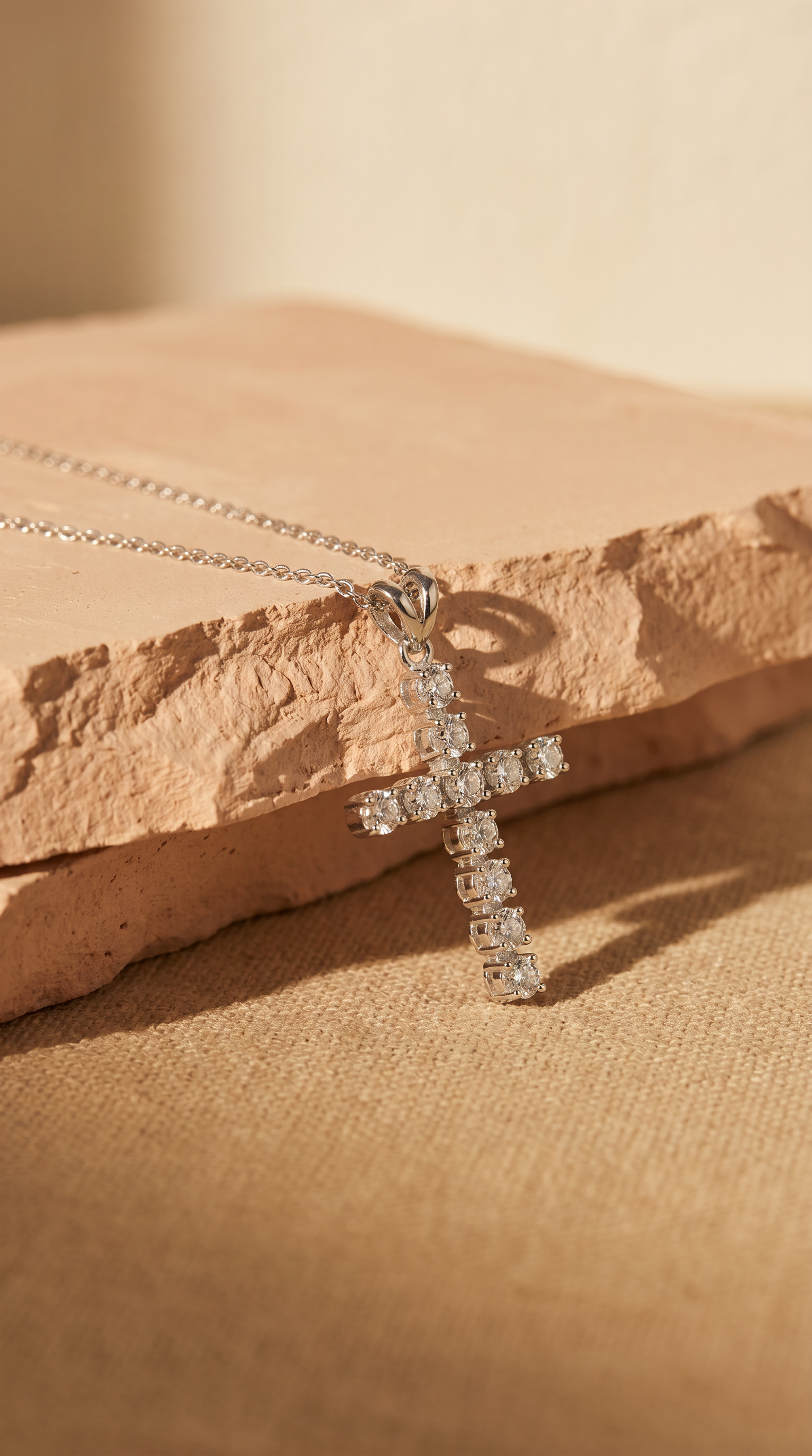 Diamond White Gold Cross Necklace