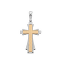 18K Two Tone Gold Cross Pendant
