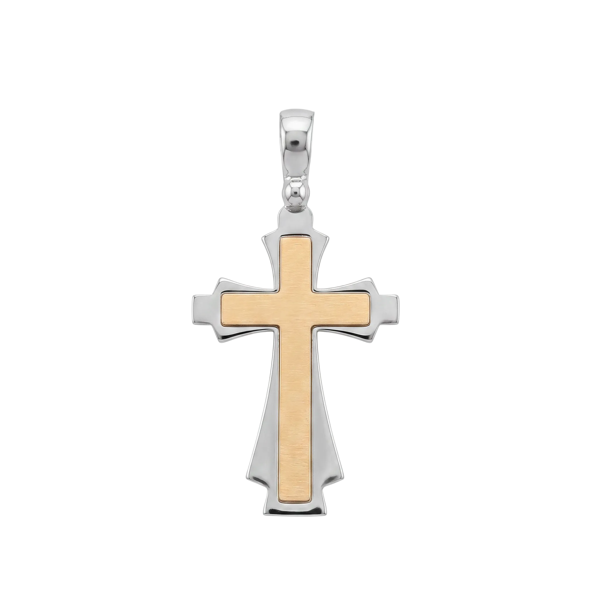 18K Two Tone Gold Cross Pendant