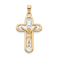 18K Two Tone Gold Crucifix Pendant