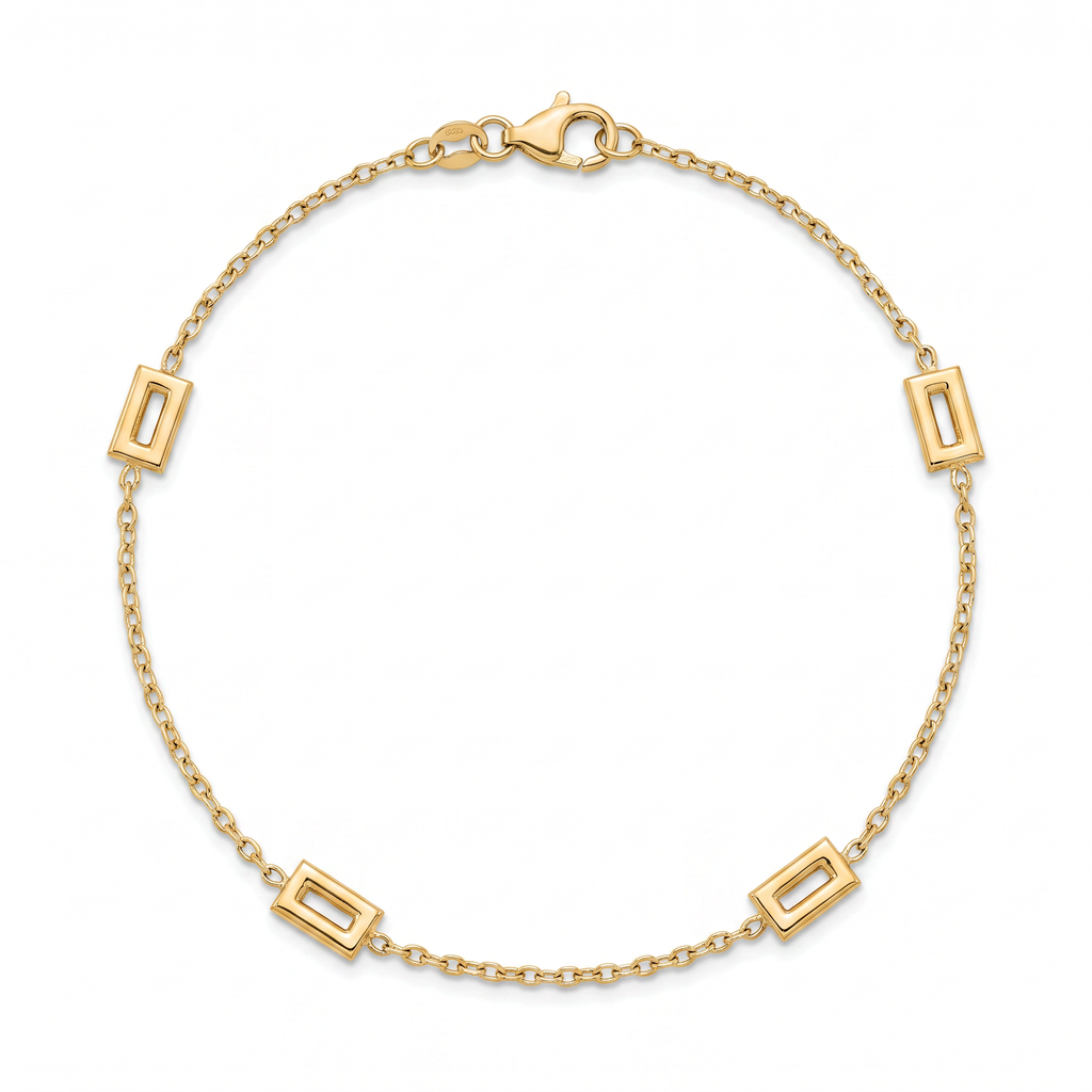 18K Yellow Gold Rectangle Chain Bracelet