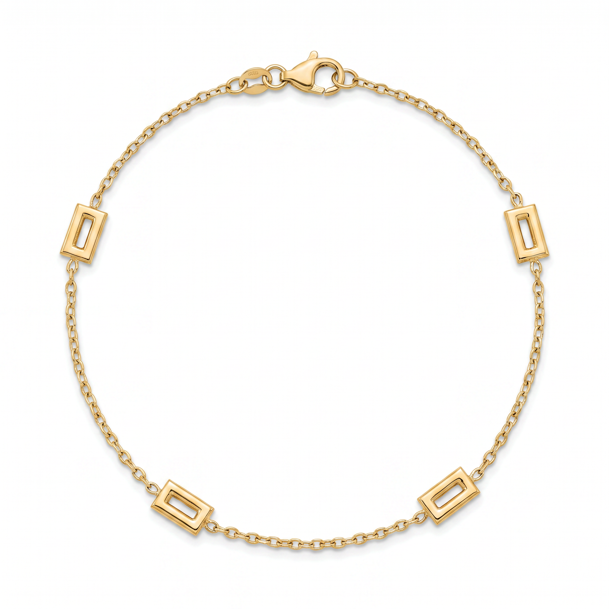 18K Yellow Gold Rectangle Chain Bracelet