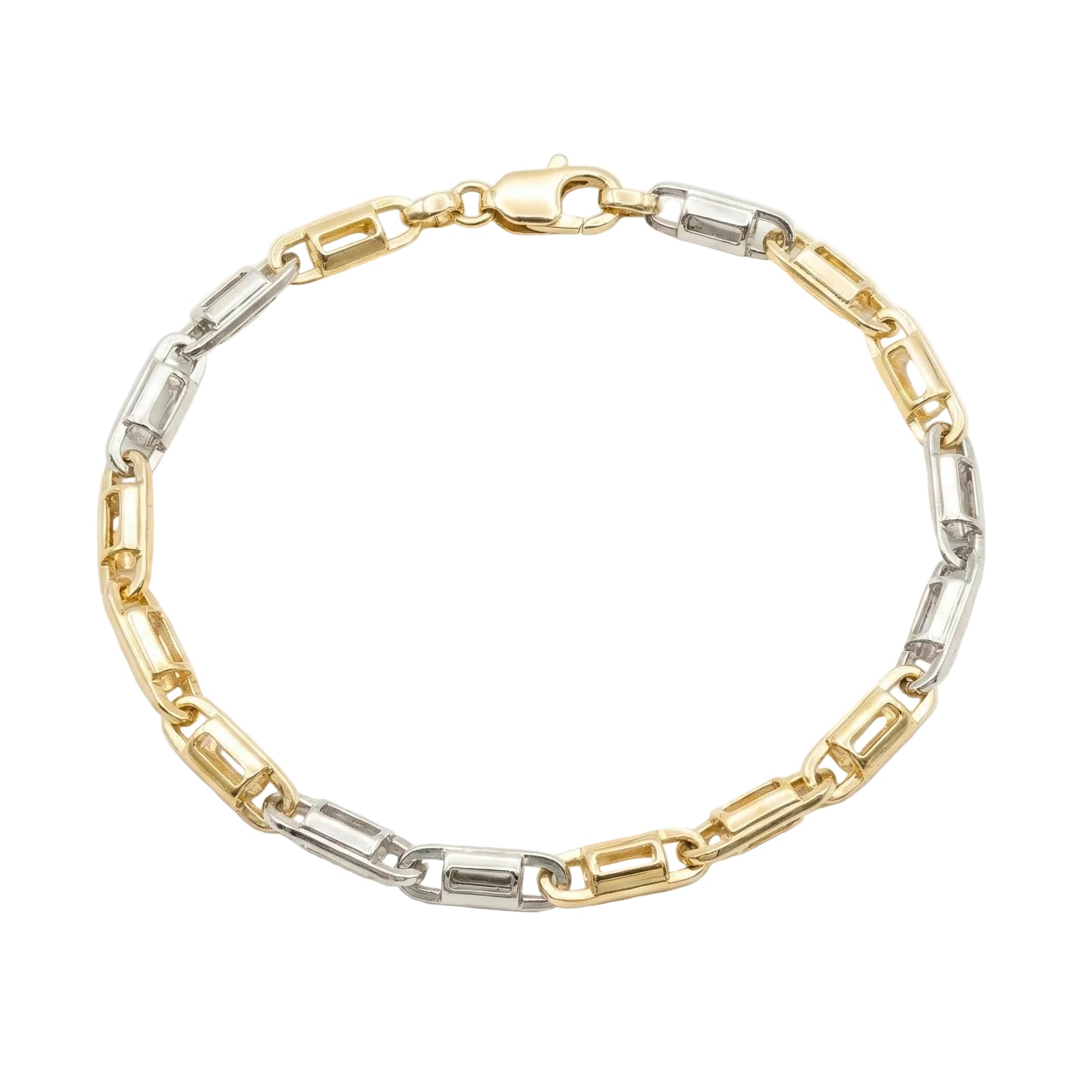 Men 18K Two Tone Gold Chain Bracelet