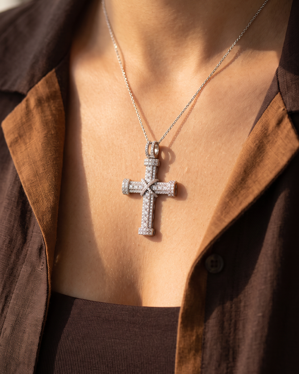 Diamond White Gold Cross Pendant