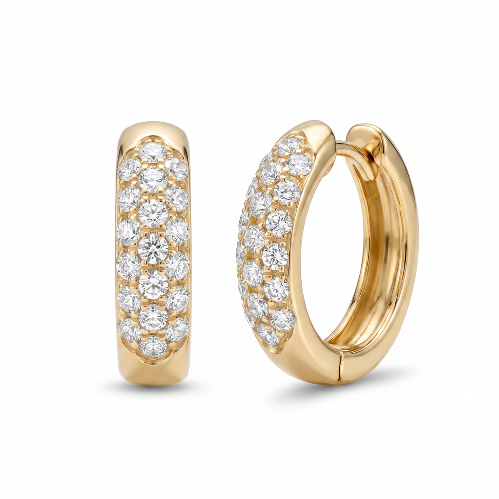 Diamond Yellow Gold Hoop Earrings