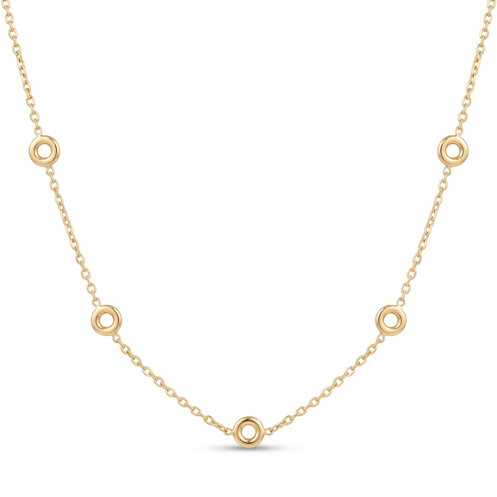 18K Yellow Gold Circle Chain Necklace