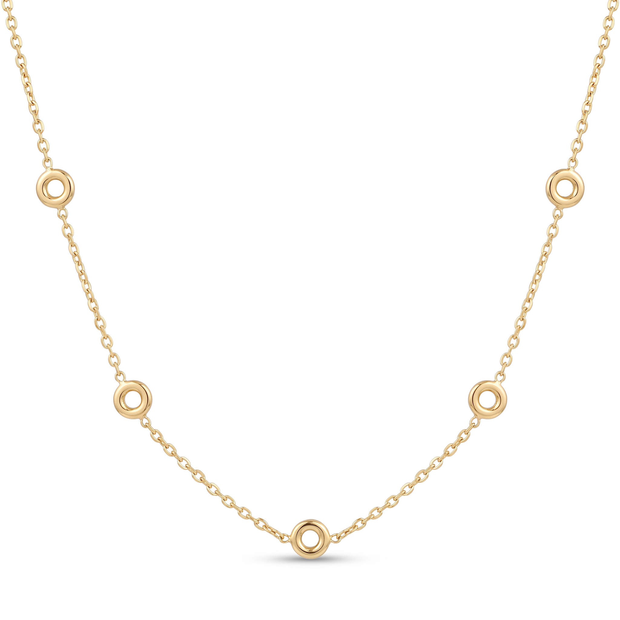18K Yellow Gold Circle Chain Necklace