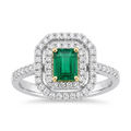 Diamond Two Tone Gold Emerald Ring