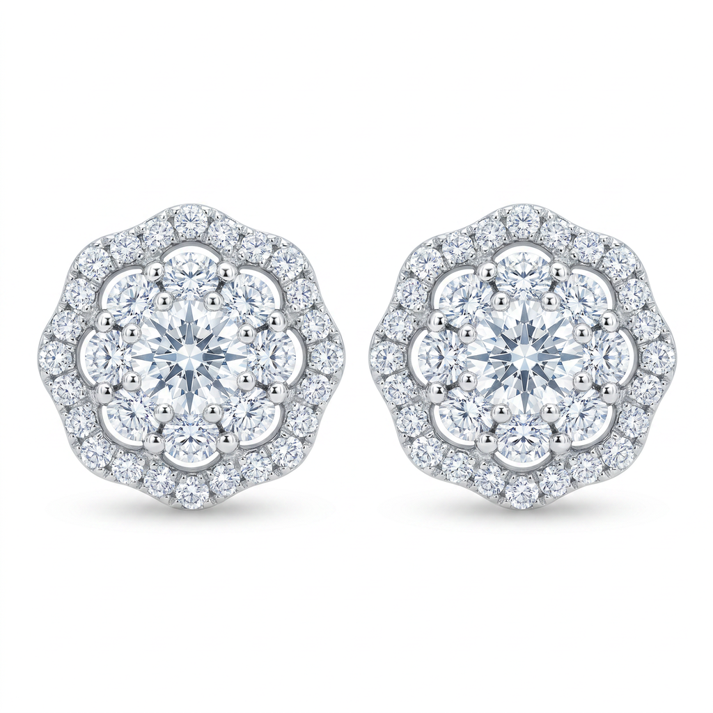 Diamond White Gold Stud Earrings